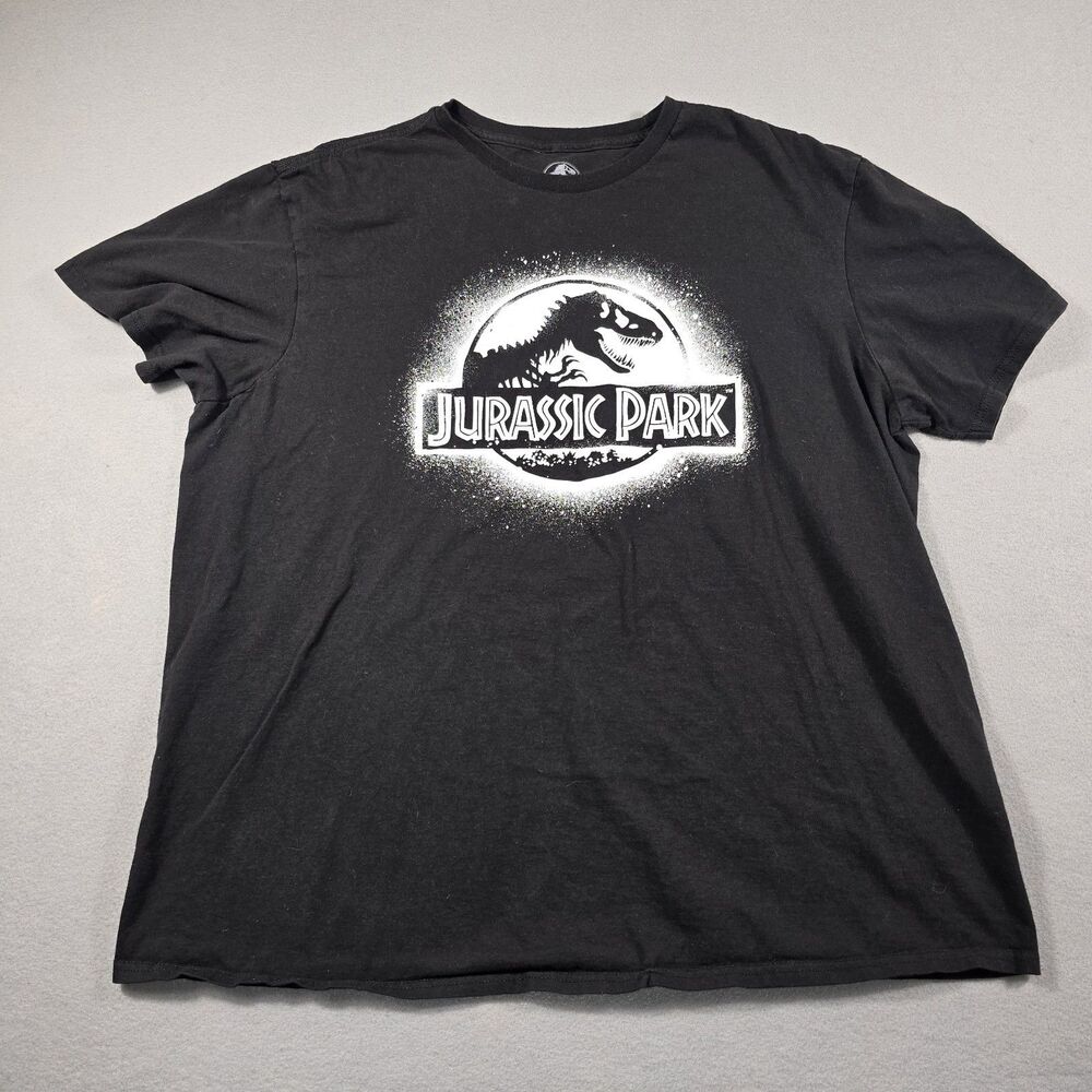 Jurassic World Men XL Black T-Shirt Jurassic Park Logo Graphic Short Sleeve